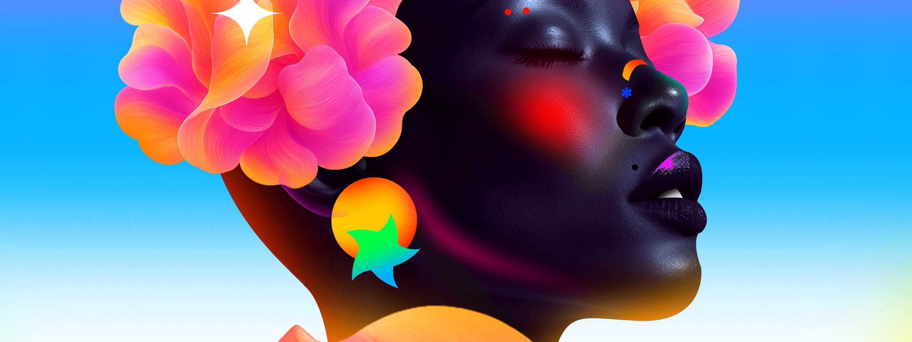 Diseño creativo para un tutorial de Affinity, que fusiona ilustración vectorial y efectos basados en píxeles en un vibrante retrato.