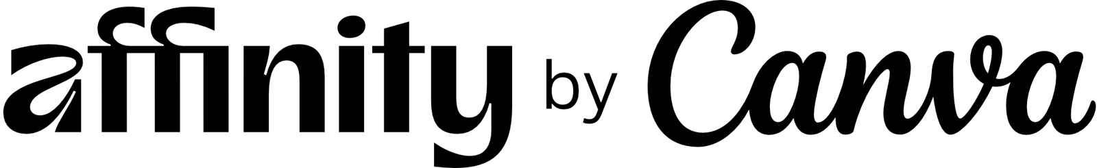 affinity by canva in black text